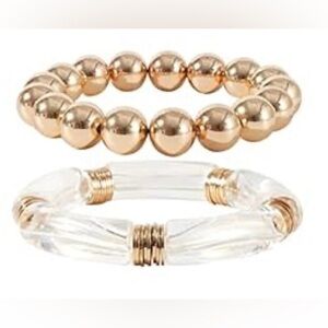 GOOJIDS Bamboo Tube Bangles-One Size-White, Clear & Gold